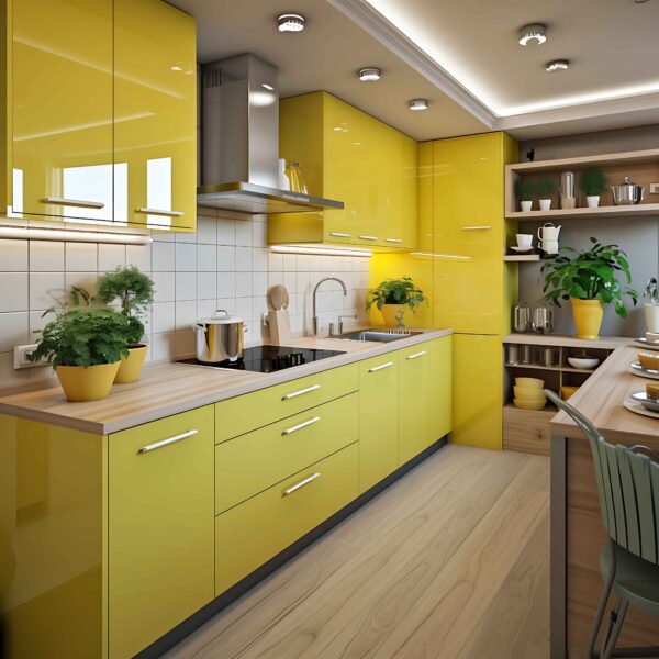 Yellow Glossy Kitchen